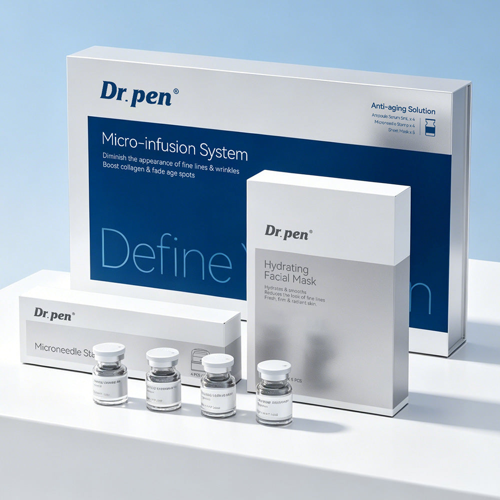 Dr.pen Kit Système de Micro-Infusion avec Sérum Peptides et Acide Hyaluronique - Soin Microneedling Visage (2 Mois d'Utilisation)