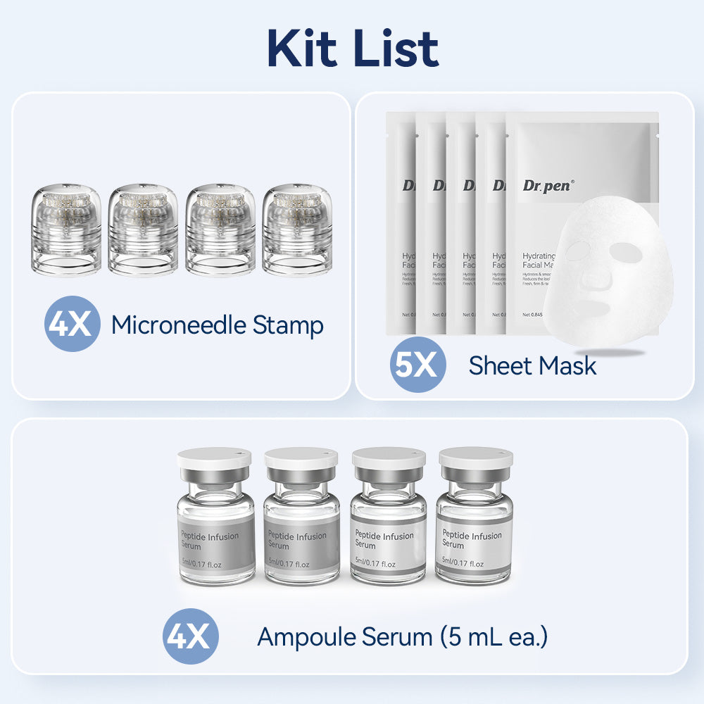 Dr.pen Kit Système de Micro-Infusion avec Sérum Peptides et Acide Hyaluronique - Soin Microneedling Visage (2 Mois d'Utilisation)