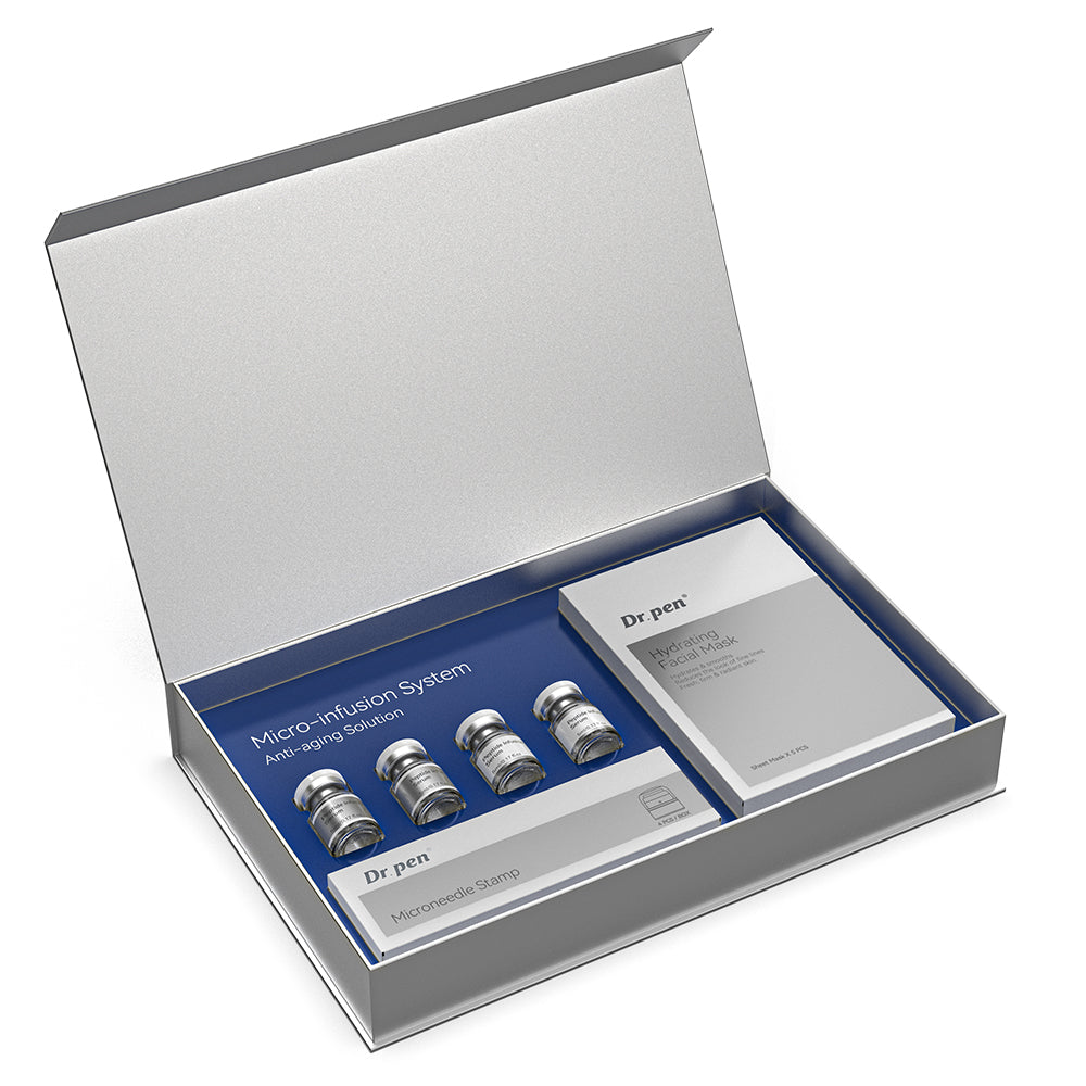 Dr.pen Micro Infusion Stamp System Kit with Peptide & Hyaluronic Acid Serum - Facial Microneedling Care (2 Month Supply)