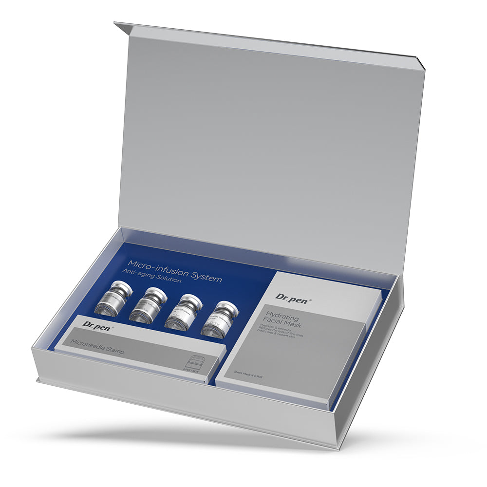 Dr.pen Micro Infusion Stamp System Kit with Peptide & Hyaluronic Acid Serum - Facial Microneedling Care (2 Month Supply)