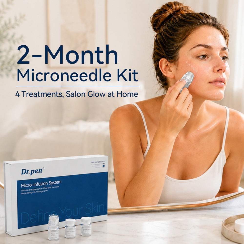 Dr.pen Kit Système de Micro-Infusion avec Sérum Peptides et Acide Hyaluronique - Soin Microneedling Visage (2 Mois d'Utilisation)