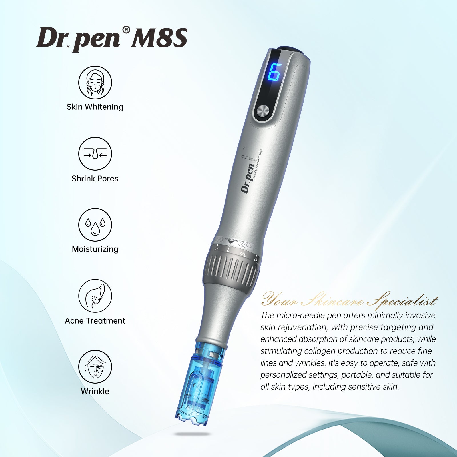 Dr. Pen M8S Microneedling Pen with 12 Cartridges