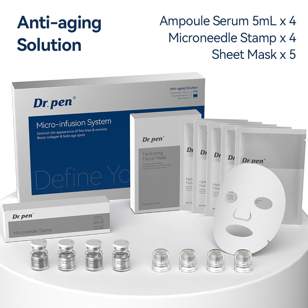 Dr.pen Micro Infusion Stamp System Kit with Peptide & Hyaluronic Acid Serum - Facial Microneedling Care (2 Month Supply)