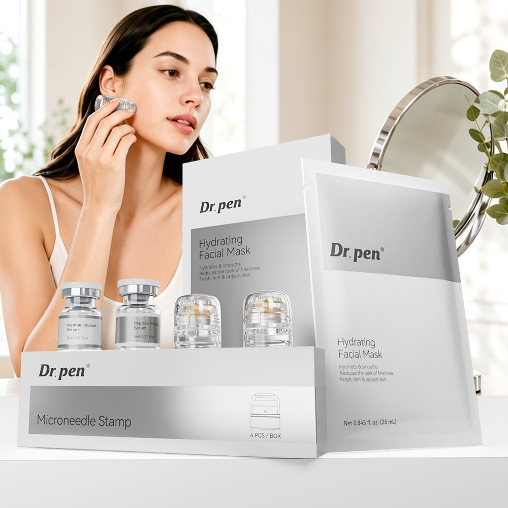 Dr.pen Kit Système de Micro-Infusion avec Sérum Peptides et Acide Hyaluronique - Soin Microneedling Visage (2 Mois d'Utilisation)