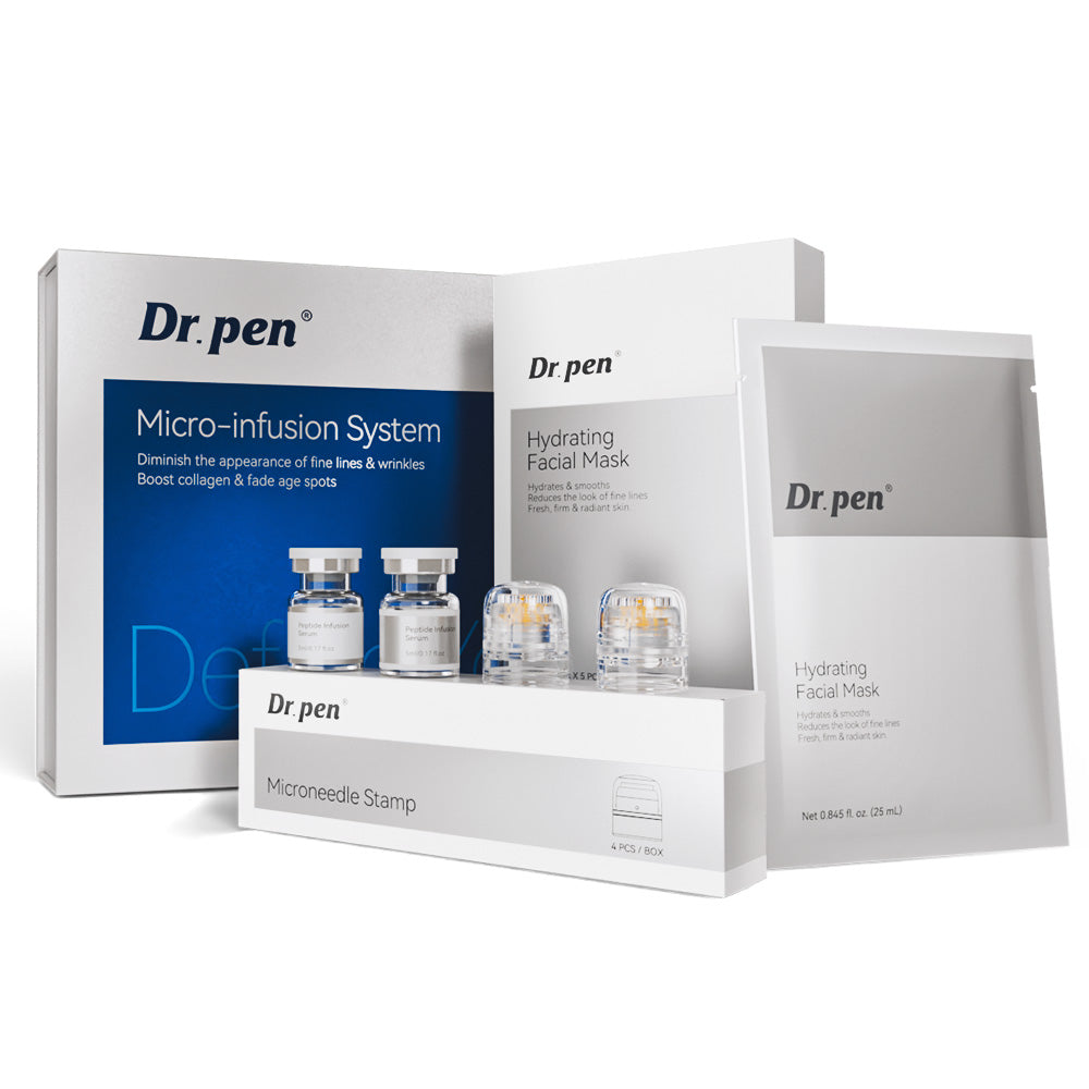 Dr.pen Kit Système de Micro-Infusion avec Sérum Peptides et Acide Hyaluronique - Soin Microneedling Visage (2 Mois d'Utilisation)