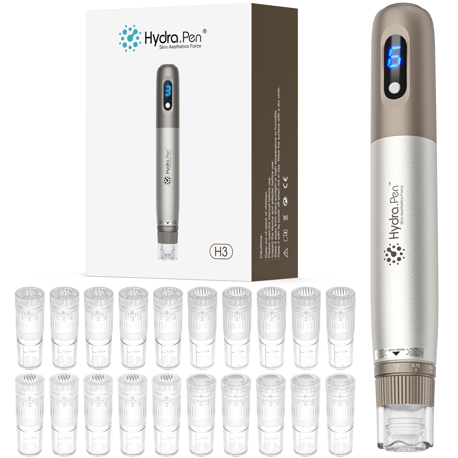 Dr. Pen HydraPen H3 Wireless Serum-Infusion Skincare Microneedling Pen with 20 Cartridges