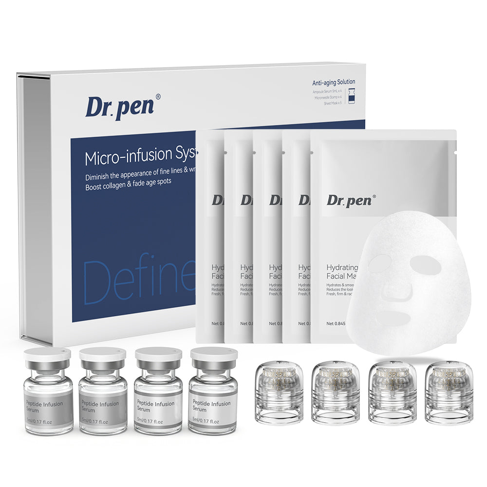 Dr.pen Kit Système de Micro-Infusion avec Sérum Peptides et Acide Hyaluronique - Soin Microneedling Visage (2 Mois d'Utilisation)