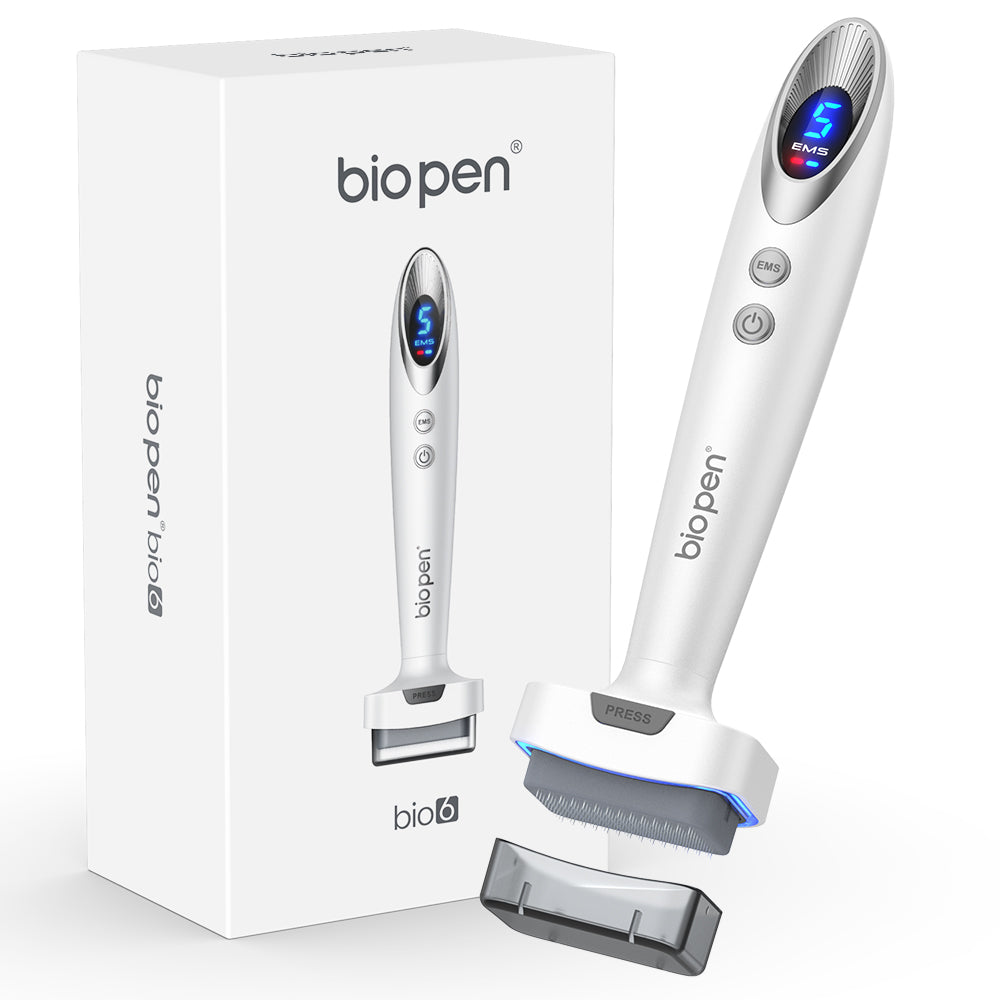 Biopen Bio 6 Hair Growth Microneedle Stamp with EMS and LED Light Therapy from Dr. Pen Official.