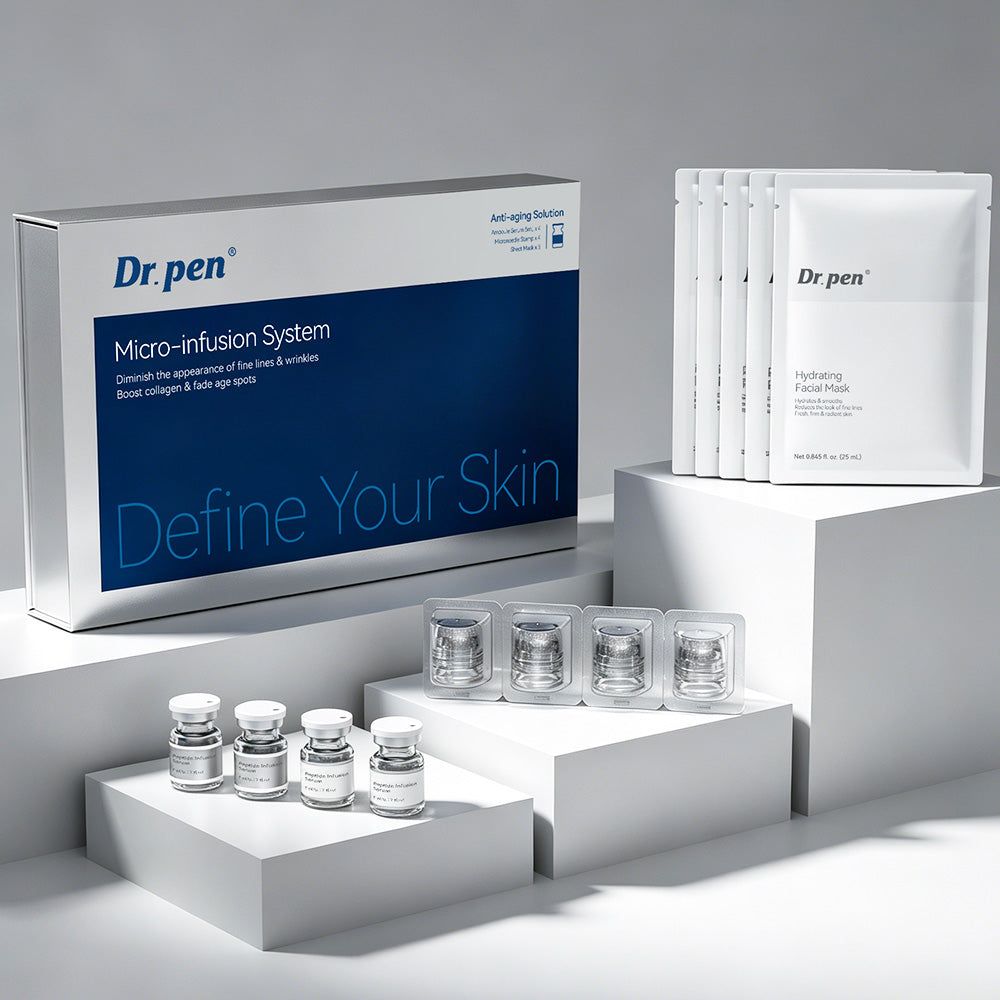Dr.pen Kit Système de Micro-Infusion avec Sérum Peptides et Acide Hyaluronique - Soin Microneedling Visage (2 Mois d'Utilisation)