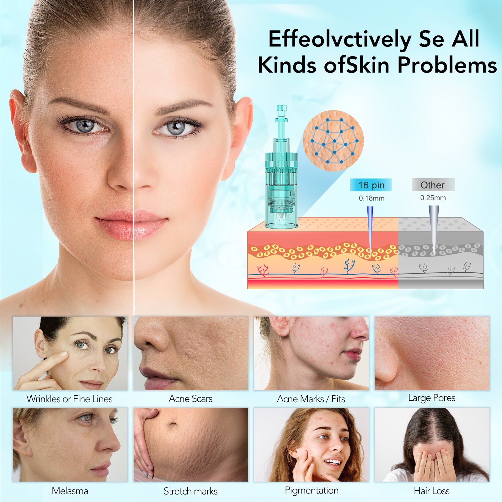 Dr. Pen A6S Microneedling Pen with 16-pin Cartridges 10 pcs