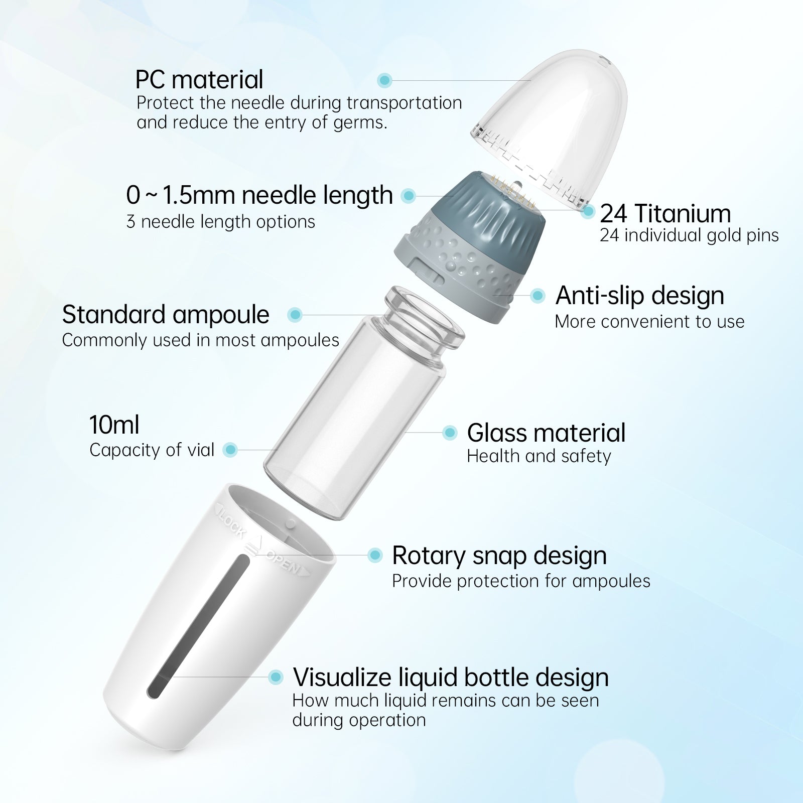 Biopen Bio 6 Microneedle Stamp pour la pousse des cheveux avec EMS et lumière LED