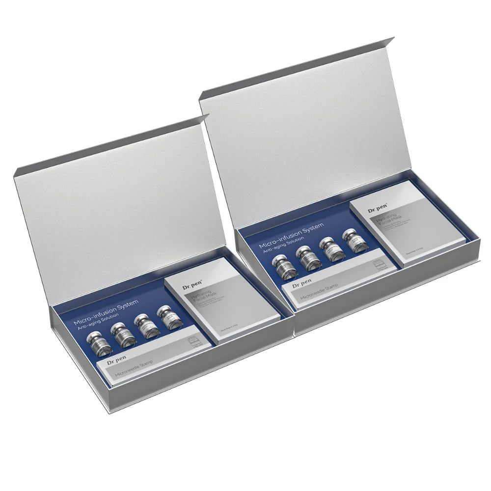 Dr.pen Kit Système de Micro-Infusion avec Sérum Peptides et Acide Hyaluronique - Soin Microneedling Visage (2 Mois d'Utilisation)