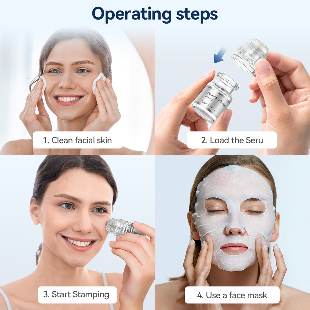 Dr.pen Micro Infusion Stamp System Kit with Peptide & Hyaluronic Acid Serum - Facial Microneedling Care (2 Month Supply)